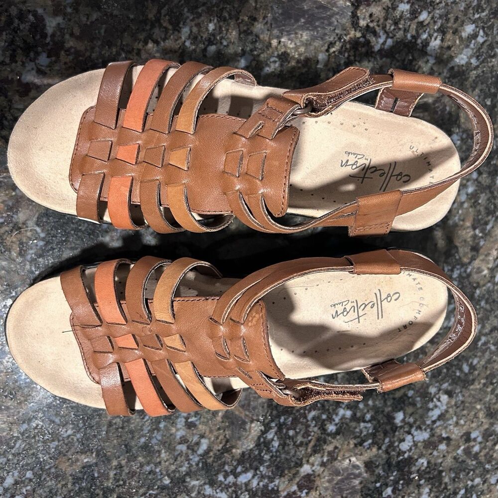 Collection By Clarks Lexi Bridge Brown Combo Leather Slingback Sandal Women 7 M View 4